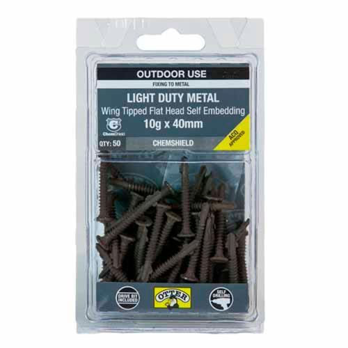 Otter Light Duty Metal Screws 10g X 40mm Pack of 50 ChemShield