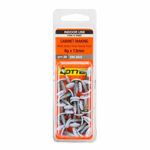 Otter General Purpose Timber Screws 8g X 13mm Pack of 30 Zinc Gold Plated
