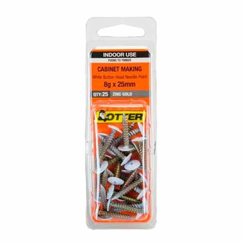 Otter General Purpose Timber Screws 8g X 25mm Pack of 25 Zinc Gold Plated
