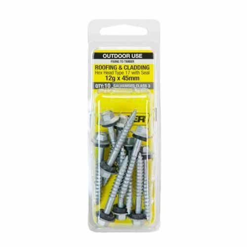 Otter Roofing & Cladding Timber Screws 12g X 45mm Pack of 10 Galvanised