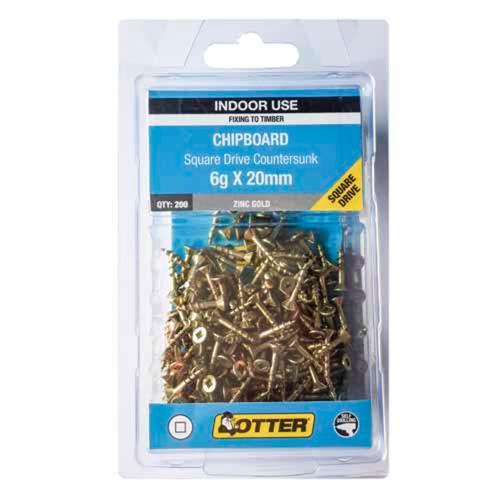 Otter Chipboard Screws 6g X 20mm Pack of 200 Zinc Gold Plated