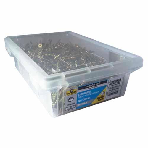 Otter Chipboard Screws 8g X 32mm Pack of 1000 Zinc Gold Plated