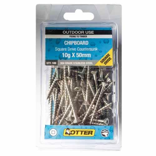 Otter Chipboard Screws 10g X 50mm Pack of 100 Stainless Steel 304