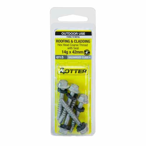 Otter Roofing & Cladding Metal Screws 14g X 42mm Pack of 5 Galvanised