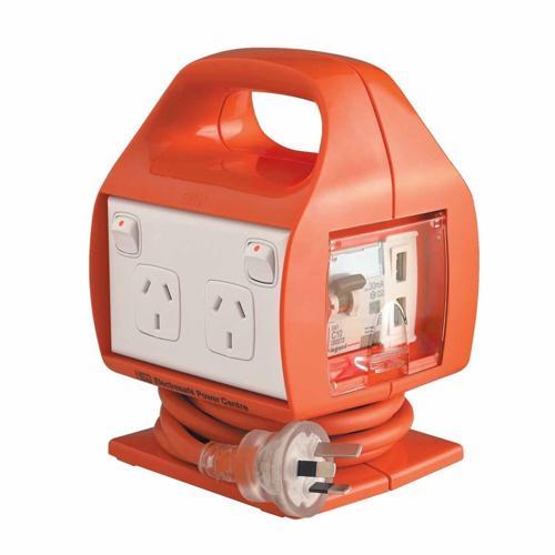 HPM 4 Outlet Power Centre 10A USB 240V Orange