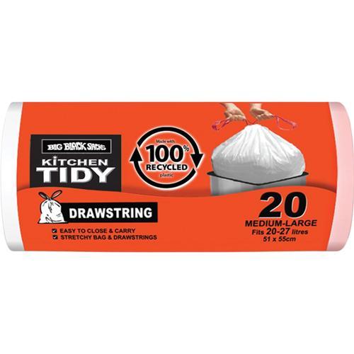 Little White Sacks 100% Recycled Drawstring Rubbish Bags 20 Pack Medium 20-27L