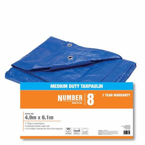 Number 8 Tarpaulin Medium Duty 4.9m X 6.1m Blue