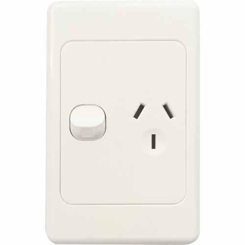 Number 8 Single Vertical Power Point Switch White