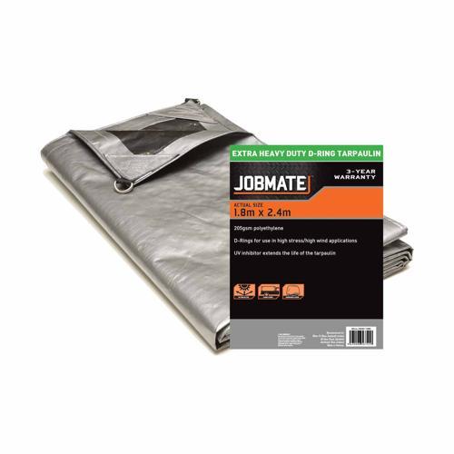 Jobmate Tarpaulin D-Ring 1.8 X 2.4m 1.8m X 2.M Silver/Black