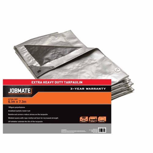 Jobmate Tarpaulin Extra Heavy Duty 6.1m X 7.3m Silver/Black