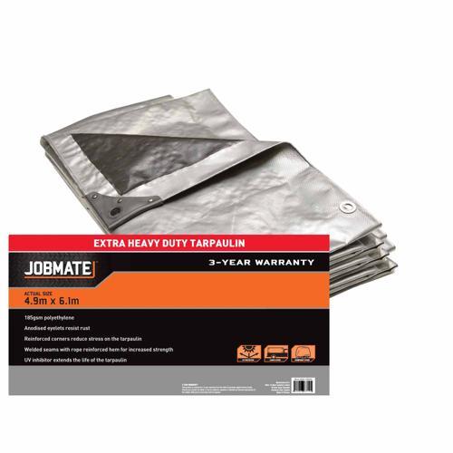 Jobmate Tarpaulin Extra Heavy Duty 4.9m X 6.1m Silver/Black