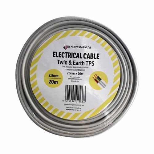 Prysmian TPS Twin & Earth Cable 2.5mm X 20m White