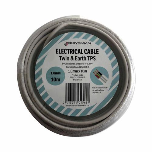 Prysmian TPS Twin & Earth Cable 1mm X 10m White