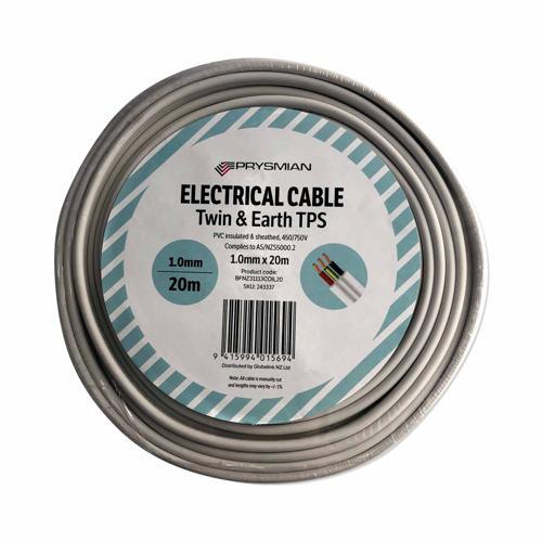 Prysmian TPS Twin & Earth Cable 1mm X 20m White