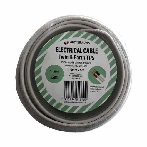 Prysmian TPS Twin & Earth Cable 1.5mm X 5m White