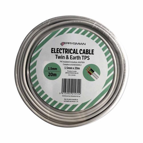 Prysmian TPS Twin & Earth Cable 1.5mm X 20m White