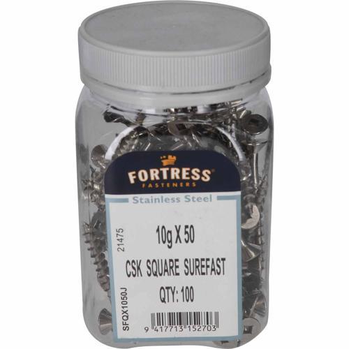 Fortress Chipboard Screws 10g X 50mm Stainless Steel 304 Pack of 100
