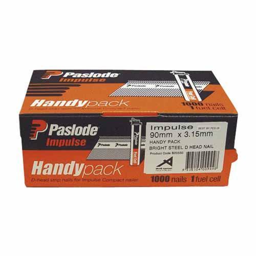Paslode Impulse Collated Nails Handy Pack With Fuel Cell 90 X 3.15mm B20550