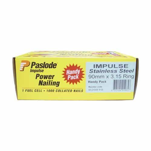 Paslode Impulse Collated Nails Handy Pack With Fuel Cell 90 X 3.15mm B20810