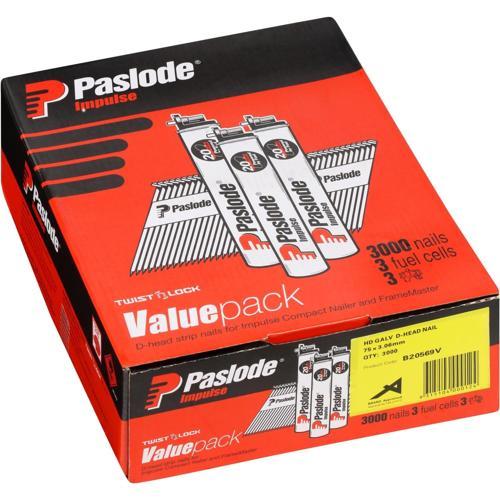Paslode Collated Nails Value Pack With Fuel Cells 75 X 3.06mm