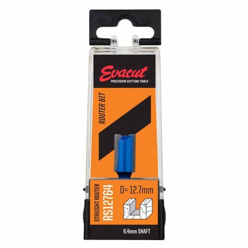 Evacut Router Bit Straight Shank: 6.4mm Dia: 12.7mm Blue And Grey