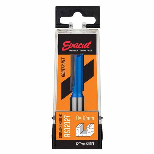 Evacut Router Bit Straight Shank: 12.7mm Dia: 12mm Blue And Grey