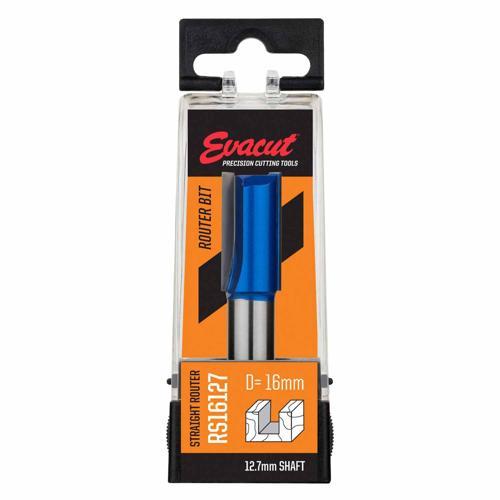 Evacut Router Bit Straight Shank: 12.7mm Dia: 16mm Blue And Grey