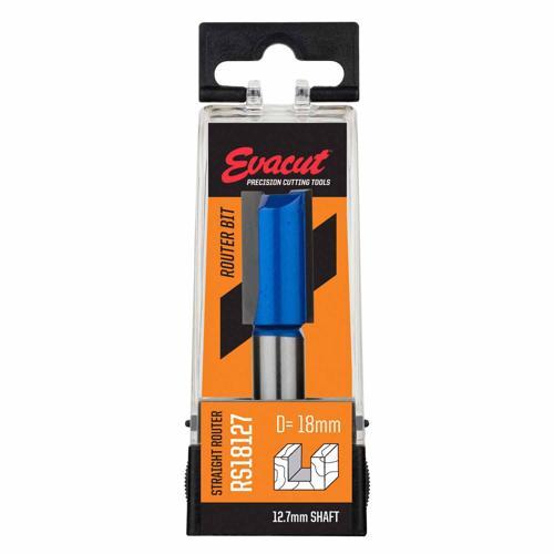 Evacut Router Bit Straight Shank: 12.7mm Dia: 18mm Blue And Grey