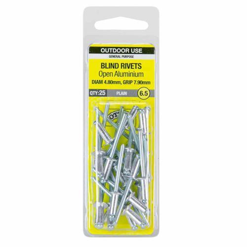 Otter Blind Rivets 6.5 Pack of 25 Aluminium