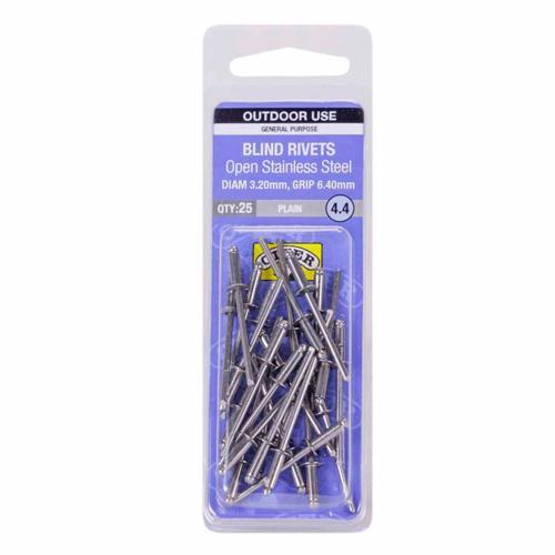 Otter Blind Rivets 4.4 Pack of 25 Stainless Steel