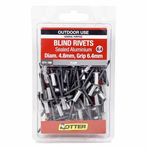 Otter Blind Rivets 6.4 Pack of 100 Aluminium RVSA48643