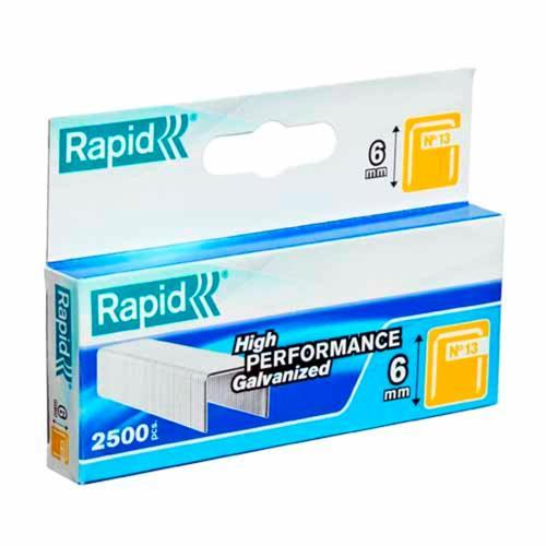 Rapid 13 Series Fine Wire Staples 6mm Pack of 2500 Galvanised