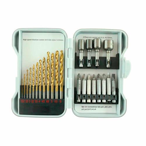 Number 8 Drill Bit And Nut Driver Set 24 Piece Orange