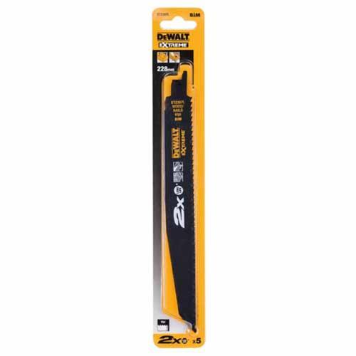 DeWALT Extreme Reciprocating Saw Blade Wood With Nails 228mm X 6 Tpi Pack of 5