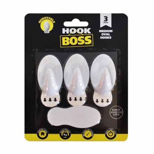 Hook Boss Oval Hooks 50 X 30mm Pack of 3
