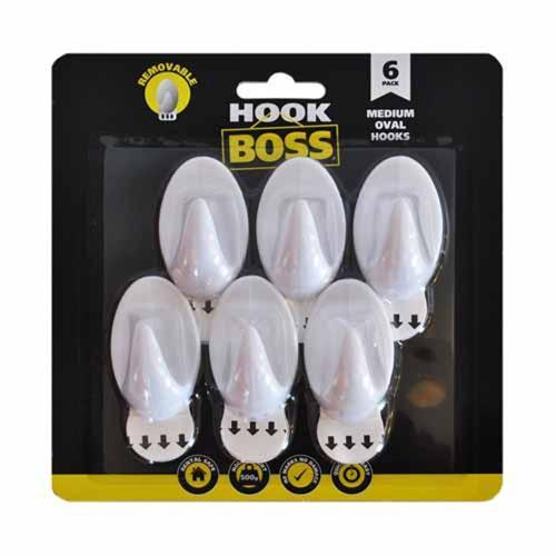 Hook Boss Oval Hooks 50 X 30mm Pack of 6