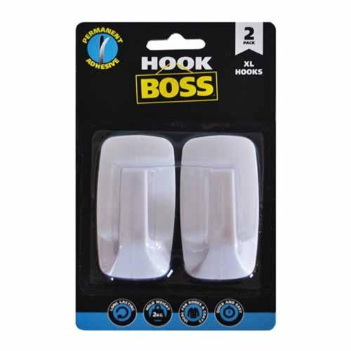 Hook Boss Self Adhesive Hooks 75 X 38mm Pack of 2