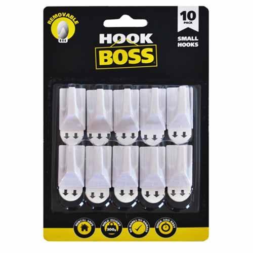 Hook Boss Removable Hooks 30 X 18mm Pack of 10