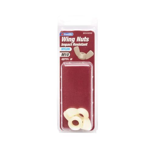 Zenith Wing Nut M10 Pack of 2 Nylon