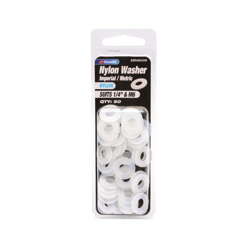 Zenith Washer 1/4 Inch & M6 Nylon Pack of 50
