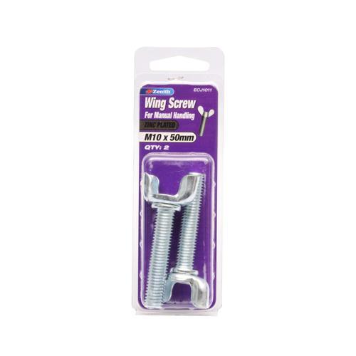 Zenith Wing Screws 10 X 50mm Zinc Plated Pack of 2