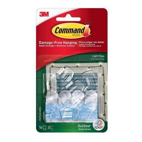 Command Outdoor Light Clips With Foam Strips 17017CLR-AWES Clear Pack of 16