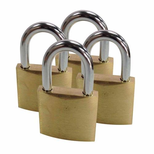 Jobmate Padlocks Brass 40mm Pack of 4 40mm Pack of 4 Brass