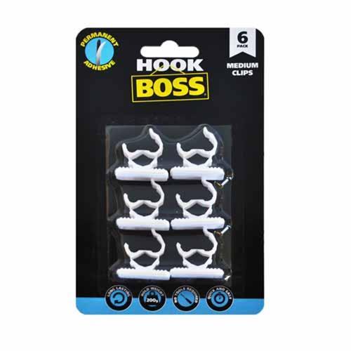 Hook Boss Self Adhesive Medium Clips Pack of 6