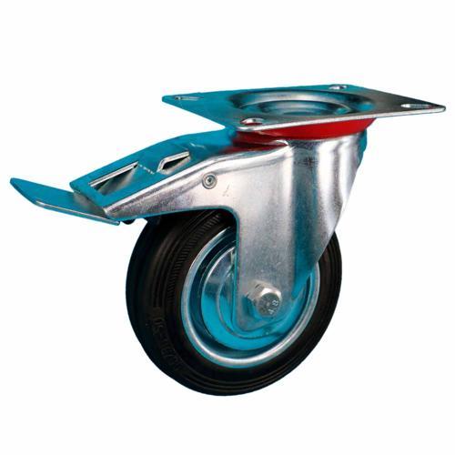 Titan Rubber Swivel Castor With Brake 100mm Black