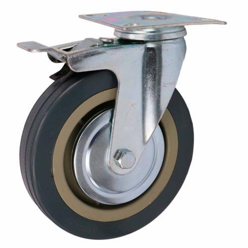 Titan Rubber Swivel Castor With Brake 125mm Grey