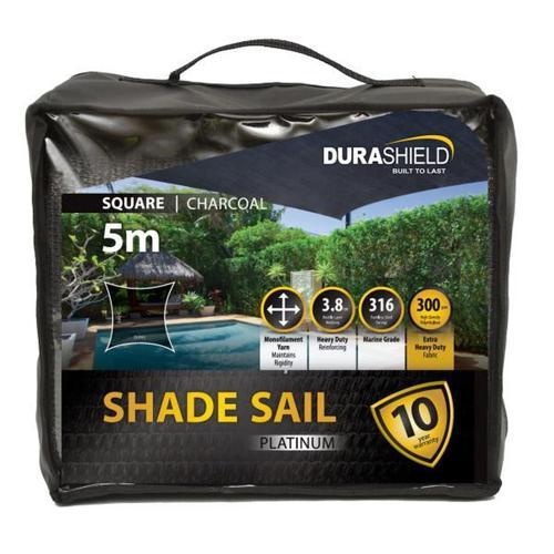 Durashield Platinum Shade Sail Platinum Square 5M Charcoal