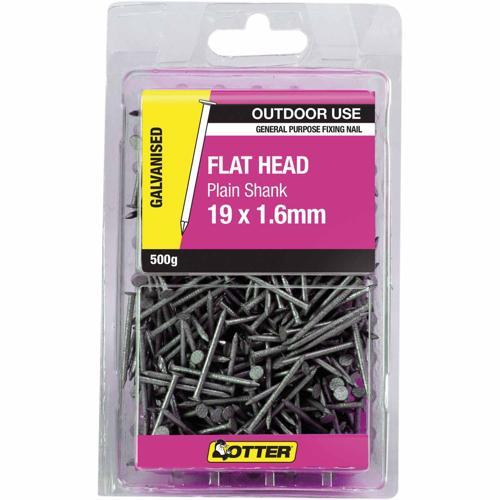 Otter Flat Head Nails 19 X 1.6mm 500g Galvanised