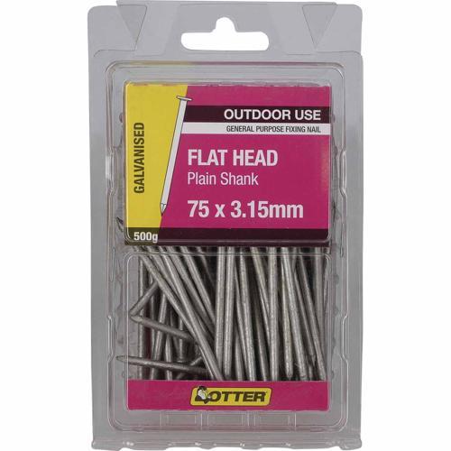 Otter Flat Head Nails 75 X 3.15mm 500g Galvanised