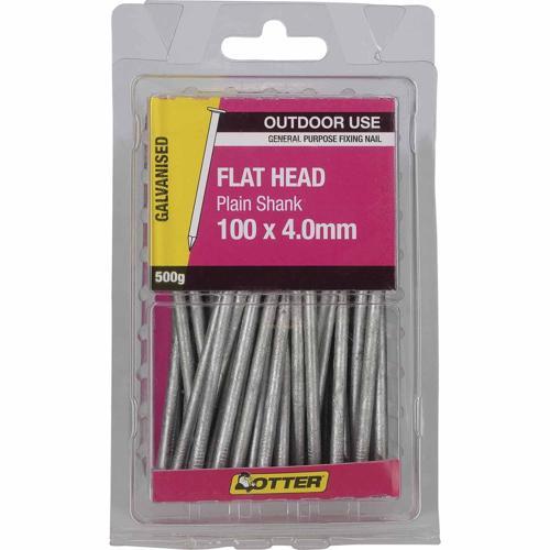 Otter Flat Head Nails 100 X 4.0mm 500g Galvanised